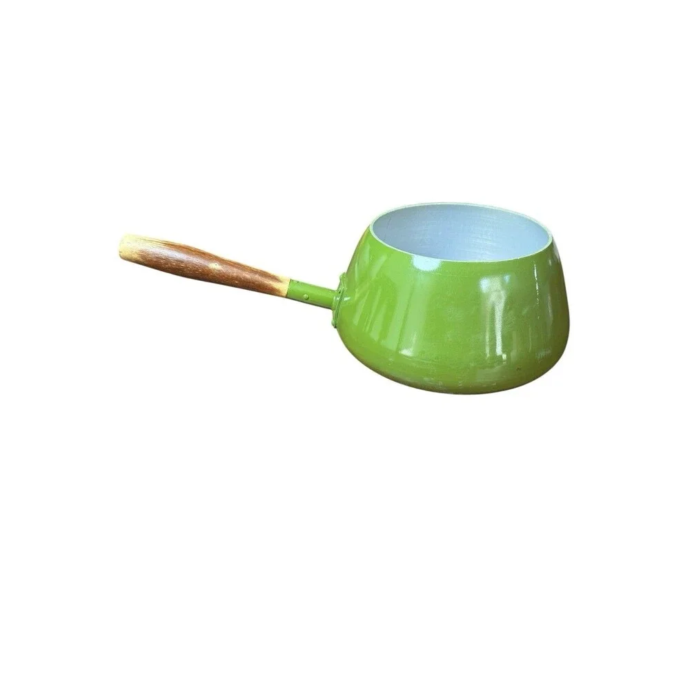 Vintage Fondue Pot Avocado Green Enamel No Lid MCM